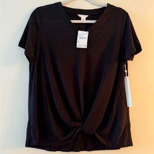 Caslon Black Tie Front Short Sleeve Tee
